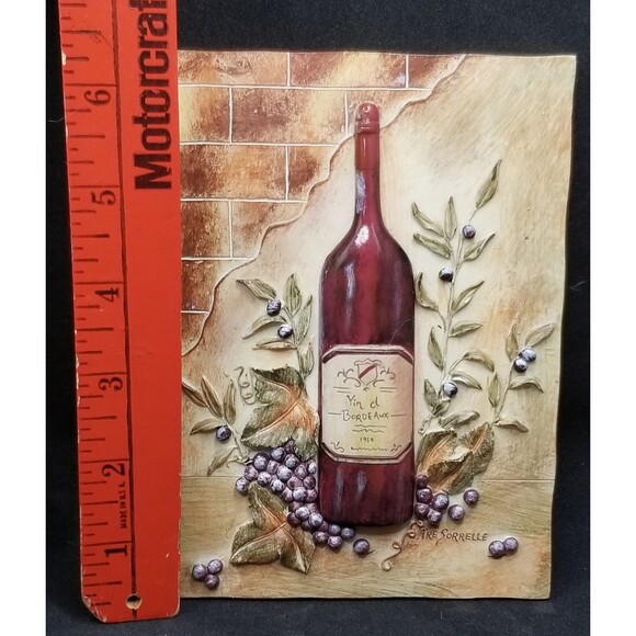 Tre Sorrelle wine wall hanging decor vintage approx 6 1/4" x 4 1/2" 3d - Picture 5 of 9